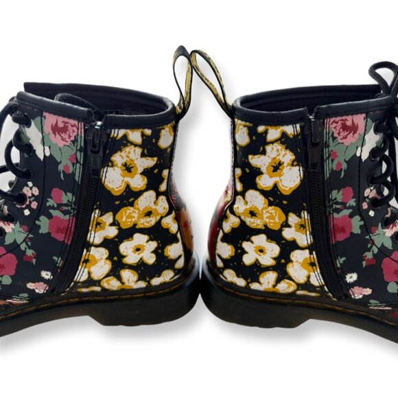Dr. Martens 1460 Floral Mash Up Black Leather Lace Up Boots Size US 4 Juniors - Picture 4 of 15